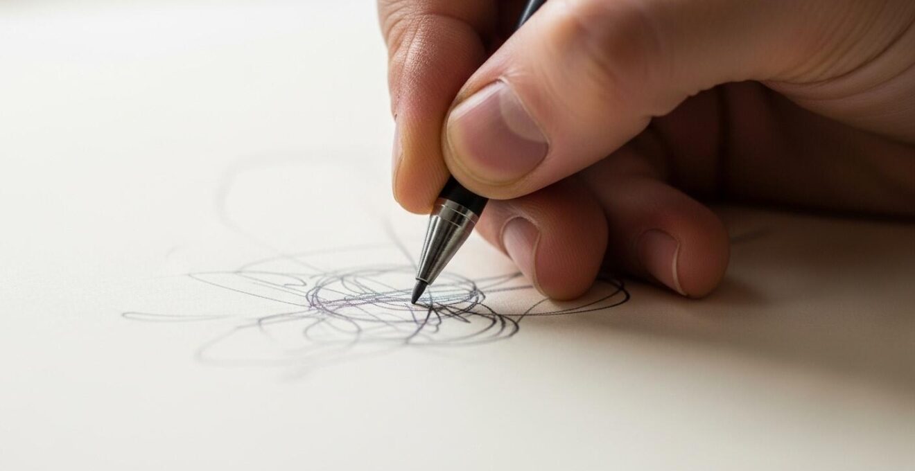 Photographie d'une main d'artiste en pleine esquisse dynamique avec outil de dessin