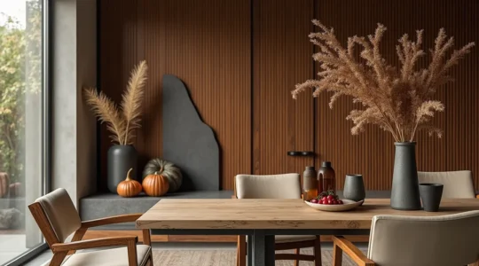 Composition artistique mettant en valeur différentes textures de matériaux naturels et industriels utilisés en décoration intérieure