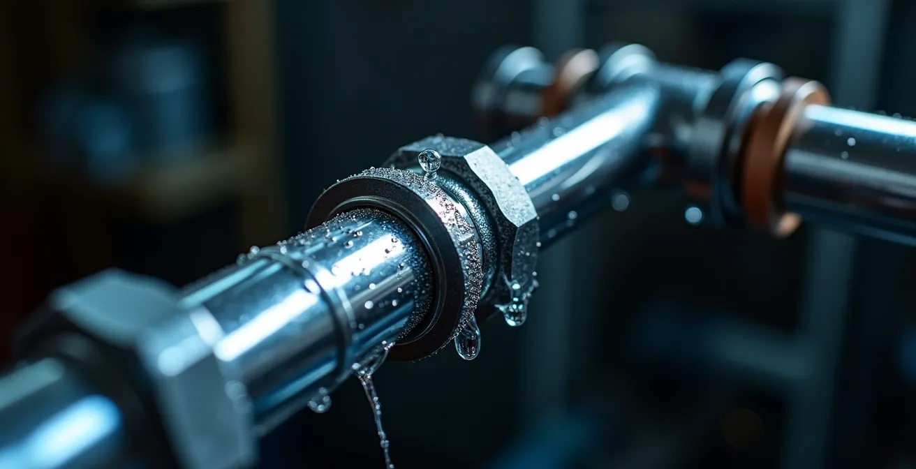 Schéma visuel d'aide à la décision face à une fuite d'eau avec différents niveaux de gravité