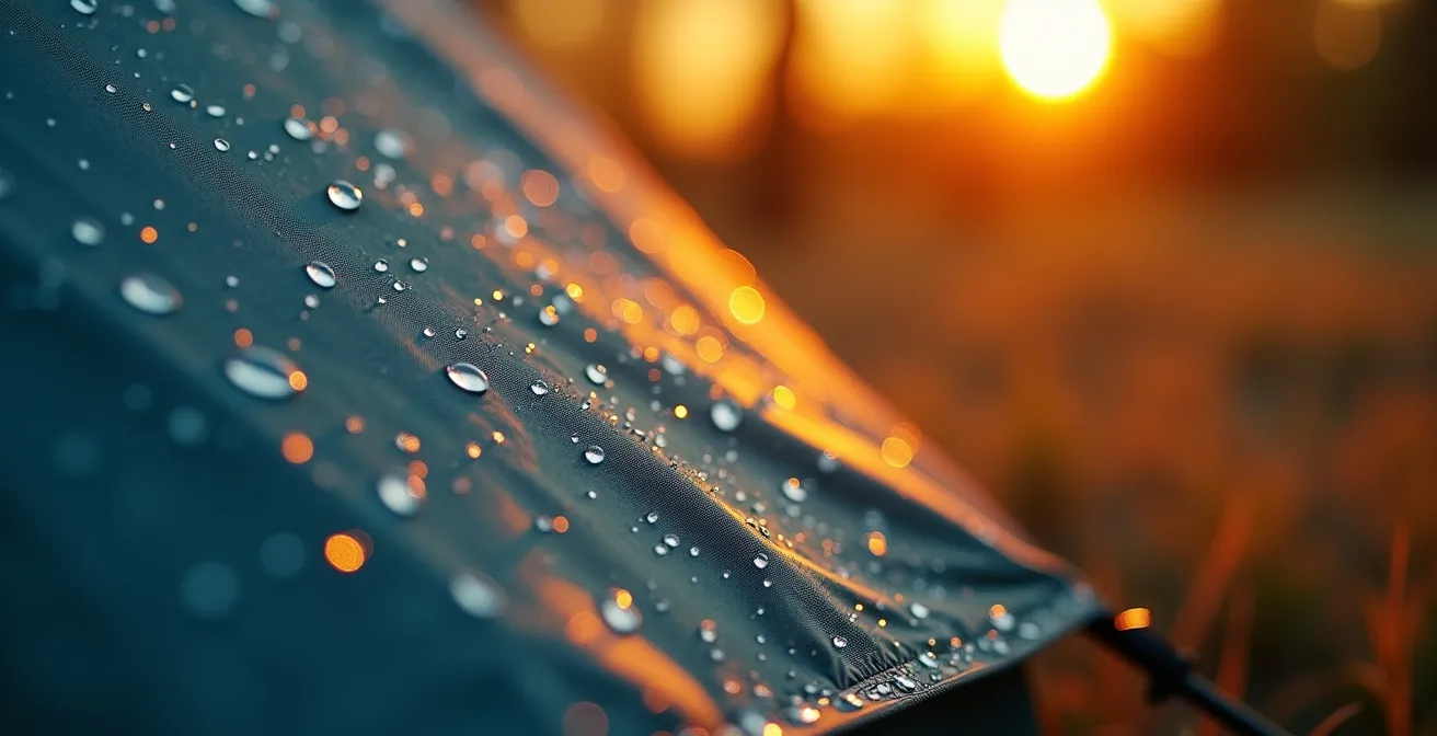 Tente de bivouac illuminée de l'intérieur sous un ciel étoilé en montagne