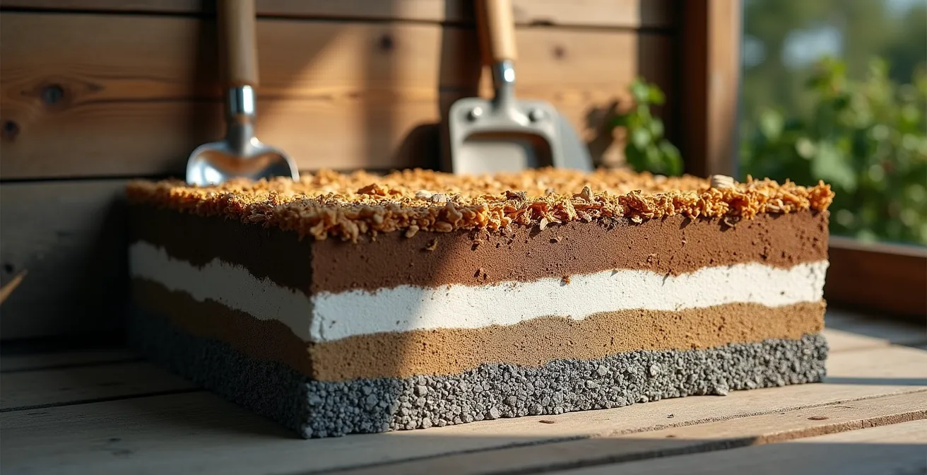 Coupe transversale montrant les différentes couches d'une piste finlandaise avec drainage